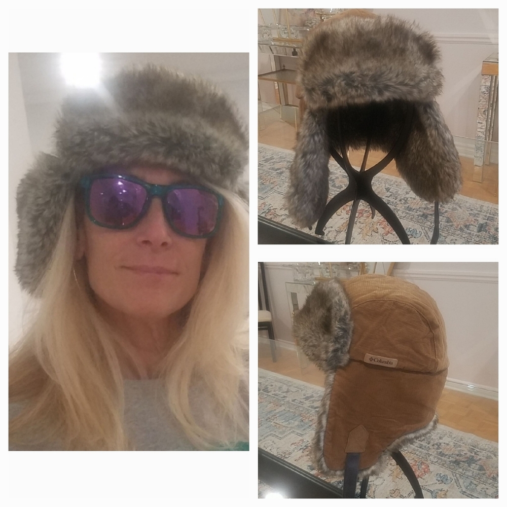 Columbia Faux Fur & Corduroy 100% Cotton Shell Trooper Trapper Hat